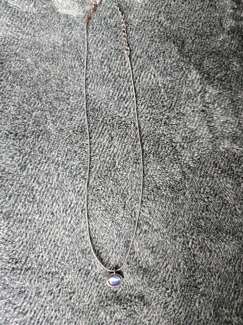 Silver Necklace with Blue Oval Pendant - Women's Jewelry